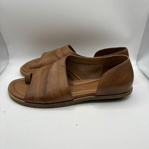 Sergio Tomani Adrian Sandals Camel Brown Leather Toe Loop Flat Women's EU 41/9.5